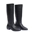 Women's British-Style Knee-High Boots – Chunky Heel Slip-On | Black, Yellow, Brown
