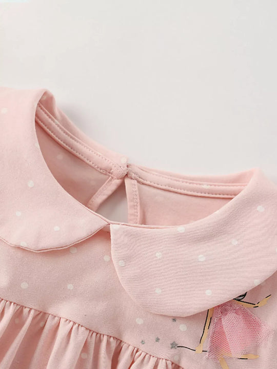 Another view: Girls’ Embroidered Fairy Peter Pan-Collar Dress — Dusty Pink