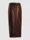 Black or brown drawstring midi skirt with slit