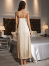 Cream contrast-lace split maxi nightgown