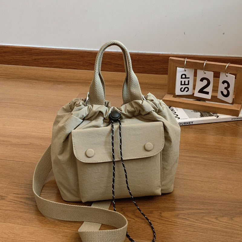 Women's Lightweight Oxford Cloth Shoulder Bag - Versatile Everyday Bucket Bag