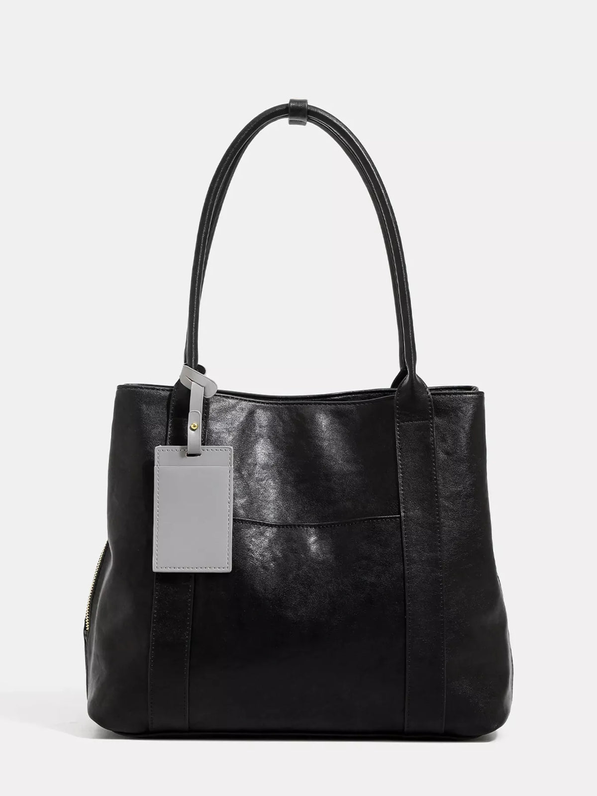Black Faux Leather Tote Bag — photo 1