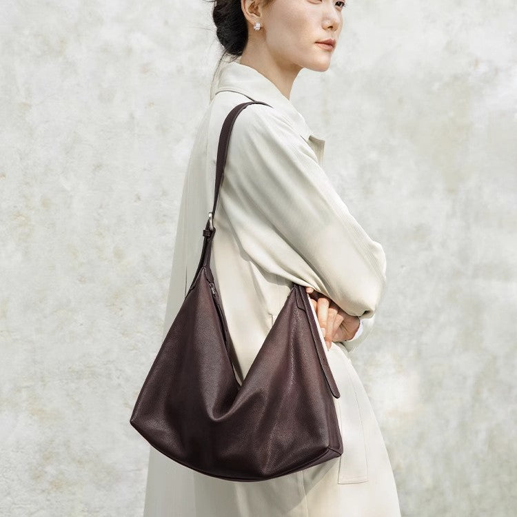 Genuine Leather Large Capacity Crossbody Shoulder Bag – Women's Premium Cowhide Handbag