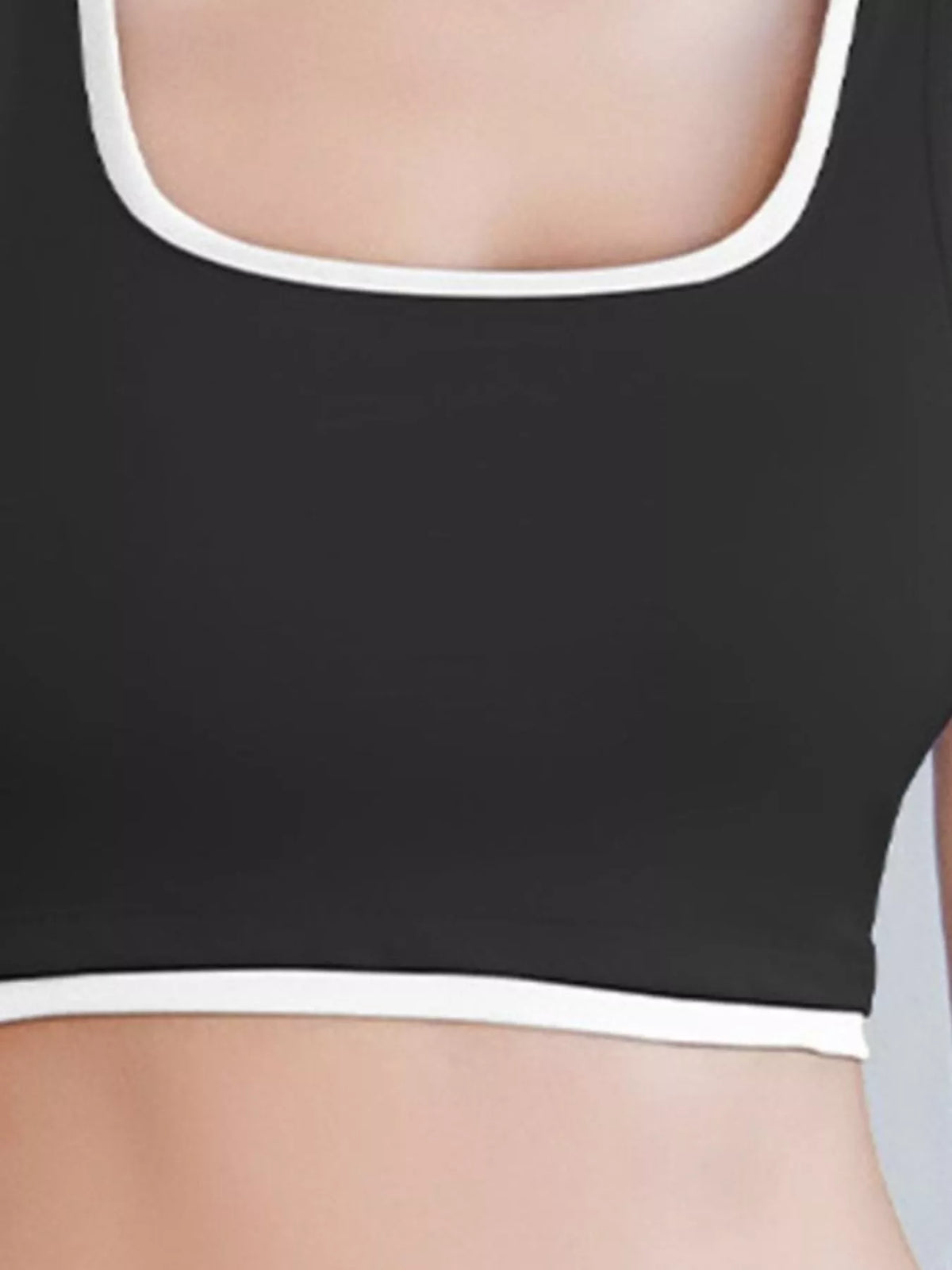 Contrast-Trim Scoop-Neck Sports Bra