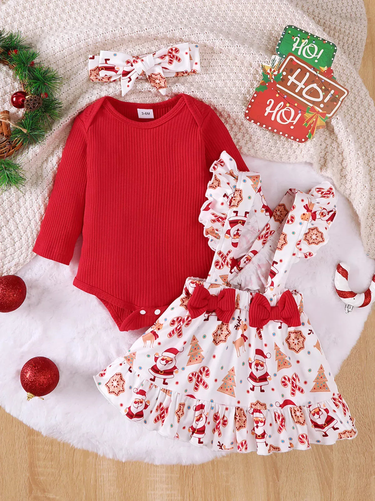 Baby Christmas Bodysuit & Santa Suspender Skirt Set — photo 1