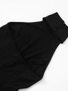 Black contrast-ruffle halter romper