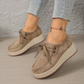 Women's Lace-Up Chunky Sole Pumps - Mid Heel Round Toe Casual Dress Shoes