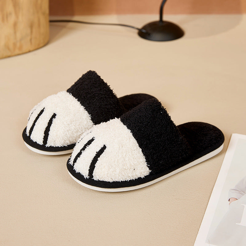 Unisex Cat Paw Plush Slippers | Faux Fur Slip-On Home Shoes