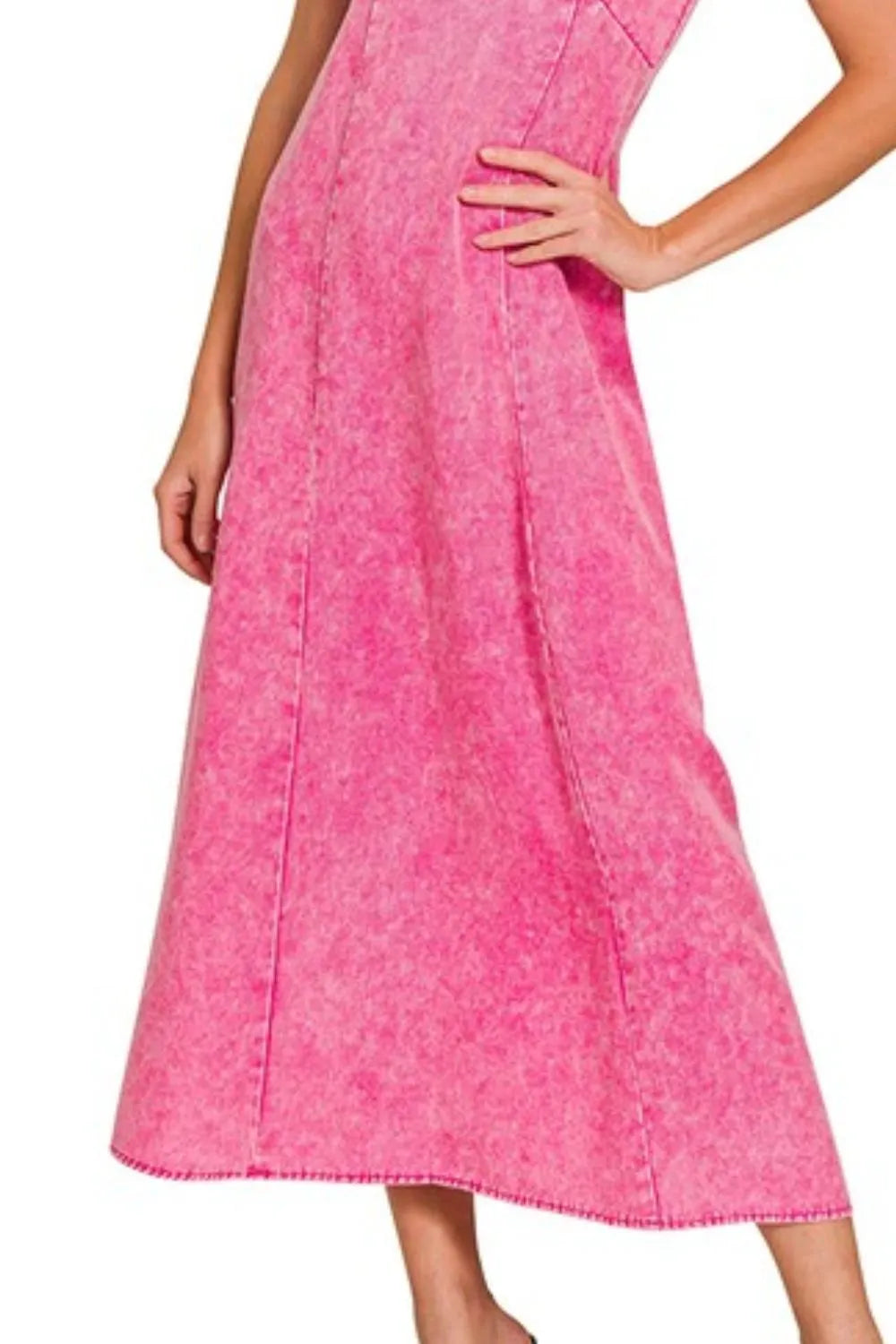 Tencel Mineral Washed Maxi Dress — Hot Pink