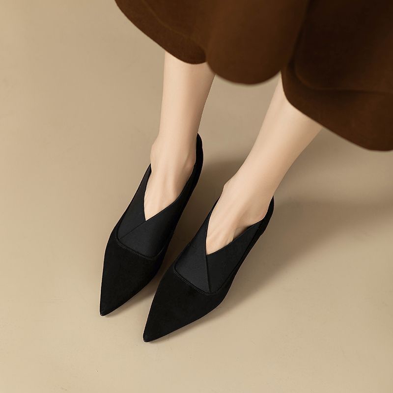 Women's French-Style Pointed-Toe Stiletto Pumps | Suede Mid Heel Dress Shoes