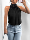 Women's Grecian-neck black bodysuit