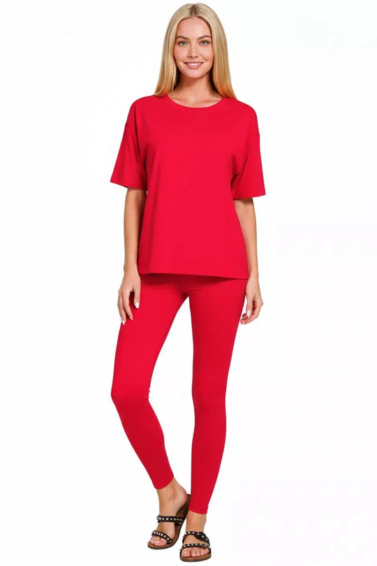 Another view: Curve Brushed DTY Microfiber Short Sleeve Top and Pants Loungewear Set