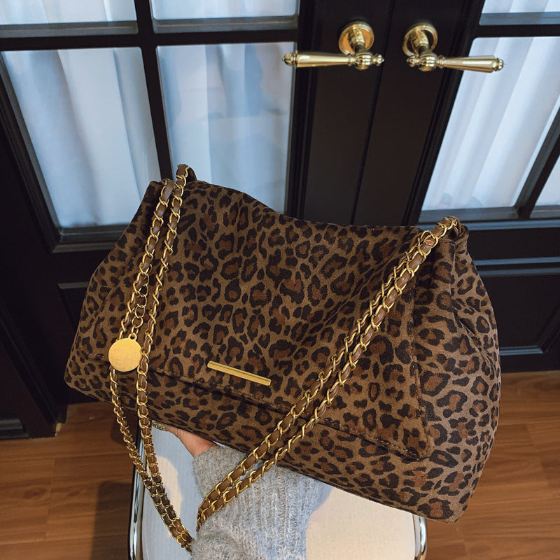 Leopard Print Shoulder Bag for Women | PU Leather Double Strap Handbag