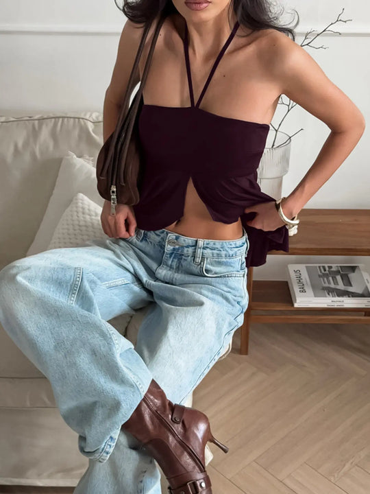 Another view: Halter Neck Asymmetrical Hem Cami