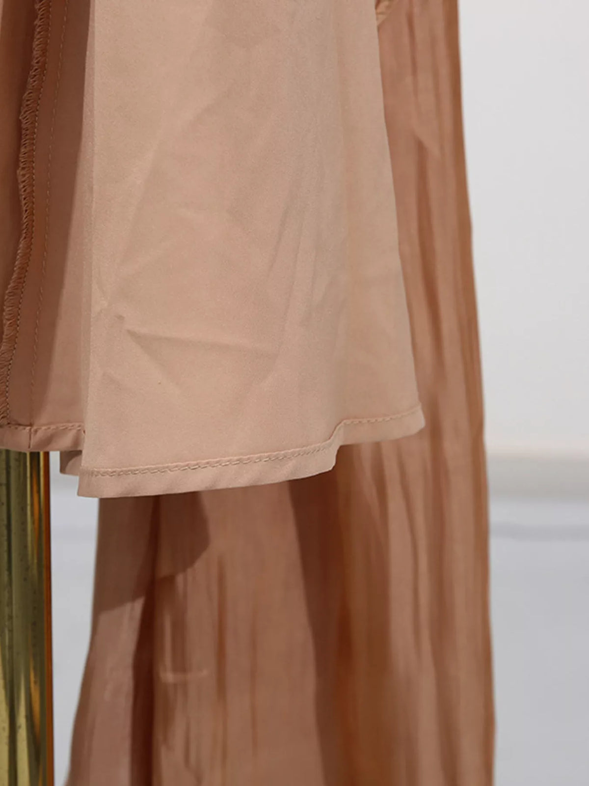 Champagne Ruched Halter-Neck Maxi Dress