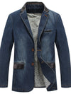 Men’s cotton denim lapel blazer.