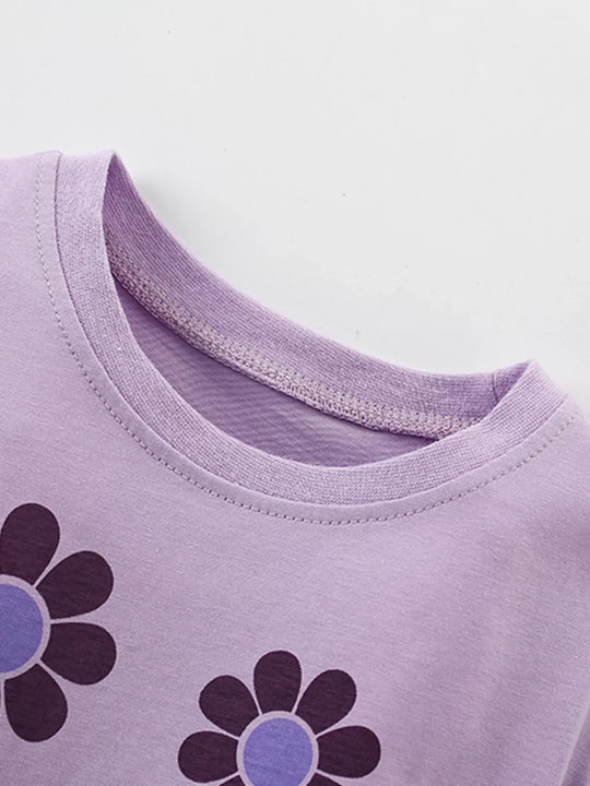 Another view: Girls’ Floral-Print Cotton T-Shirt — Lavender