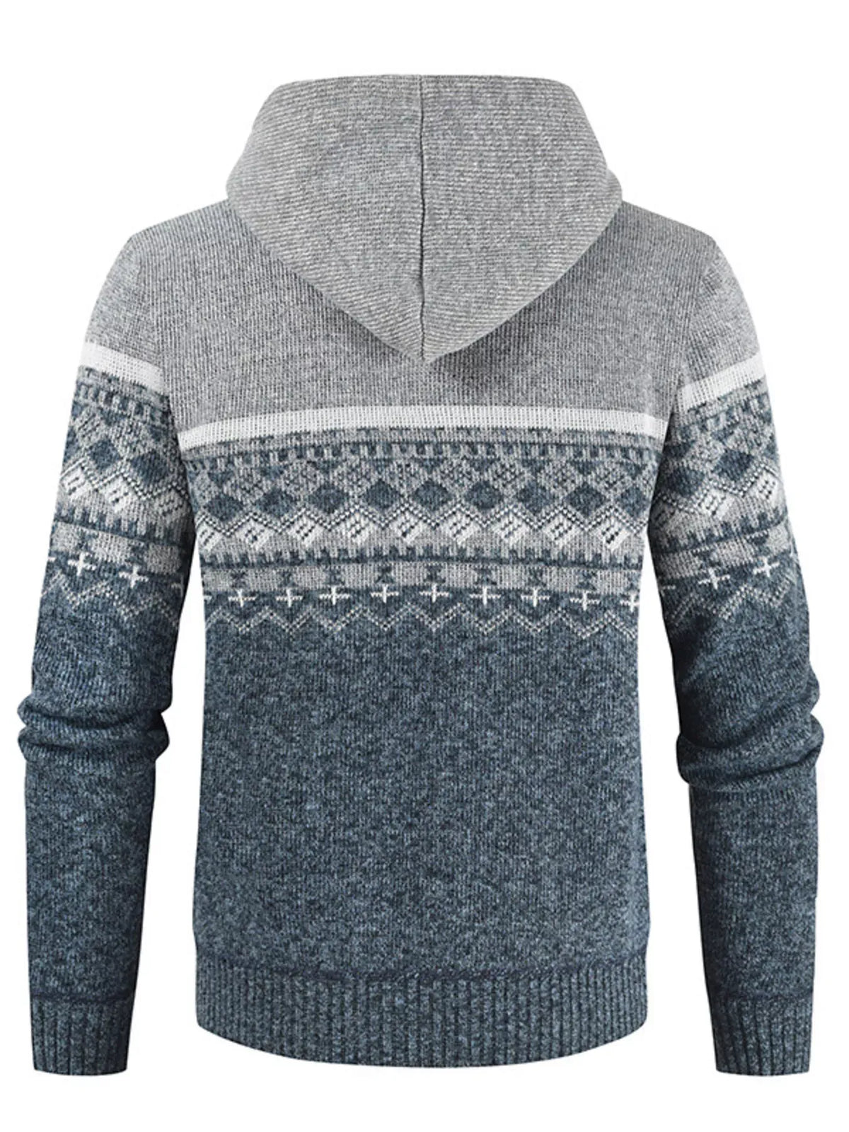 Men's Hooded Fair Isle Knit Cardigan — photo 5