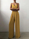 Full-size sweetheart-neck spaghetti-strap wide-leg jumpsuit