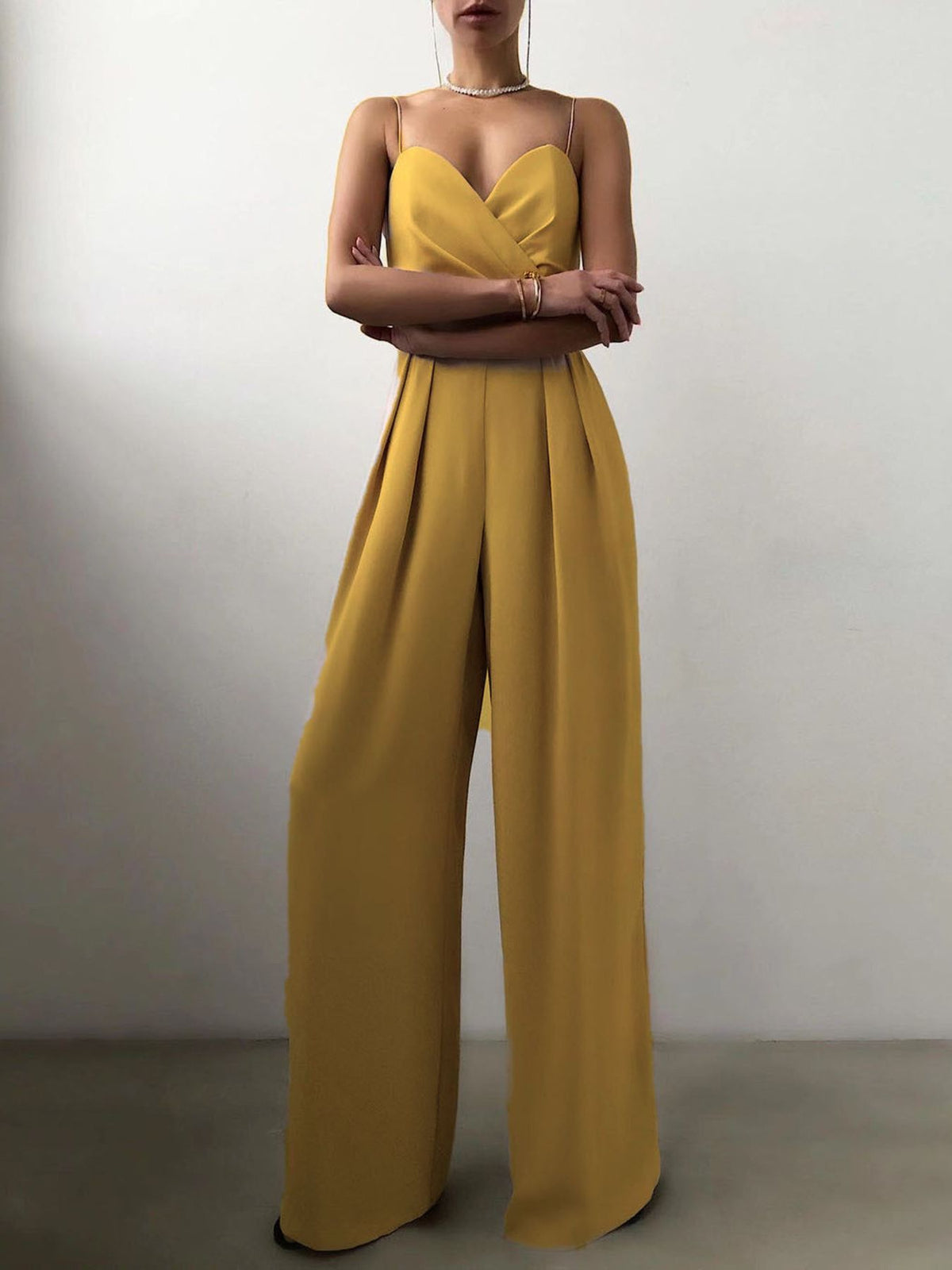 Full-Size Sweetheart-Neck Wide-Leg Jumpsuit