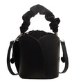 Women's PU Leather Bucket Tote Crossbody Bag – Pleated Oval Shoulder Bag