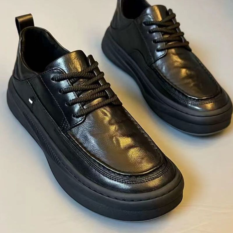 Men's Lightweight Leather Dress Shoes - Soft Sole Casual Lace-Up Oxfords