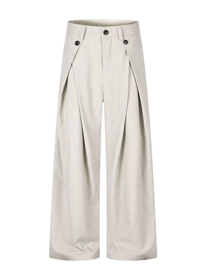 Men's Pleated Wide-Leg Casual Pants