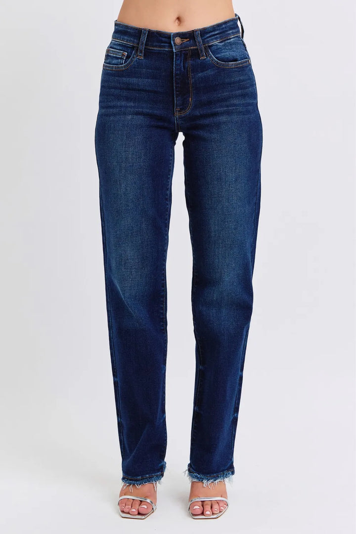 Judy Blue Harper Raw-Hem Straight-Leg Jeans — product view 1