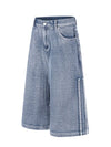 Pale Indigo Wide-Leg Denim Shorts — color or detail view 2