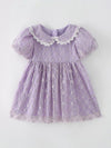 Lavender children's lace Peter Pan collar dress.