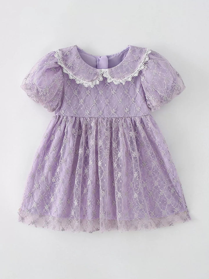 Lavender children's lace Peter Pan collar dress.