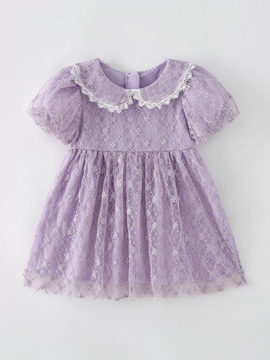 Children’s Lavender Lace Peter Pan Collar Dress