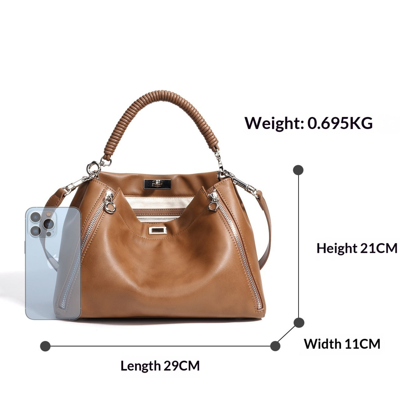 Women's Genuine Leather Cylindrical Crossbody Bag – Casual Everyday Shoulder Bag