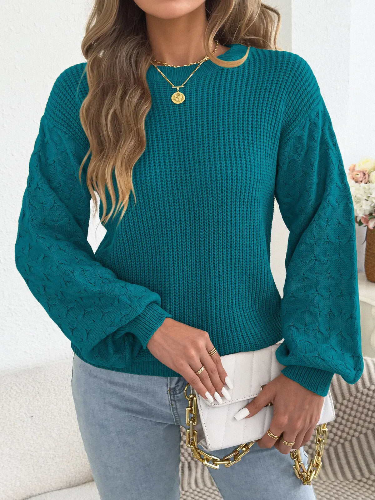 Women's Textured Ribbed Drop-Shoulder Sweater — photo 3