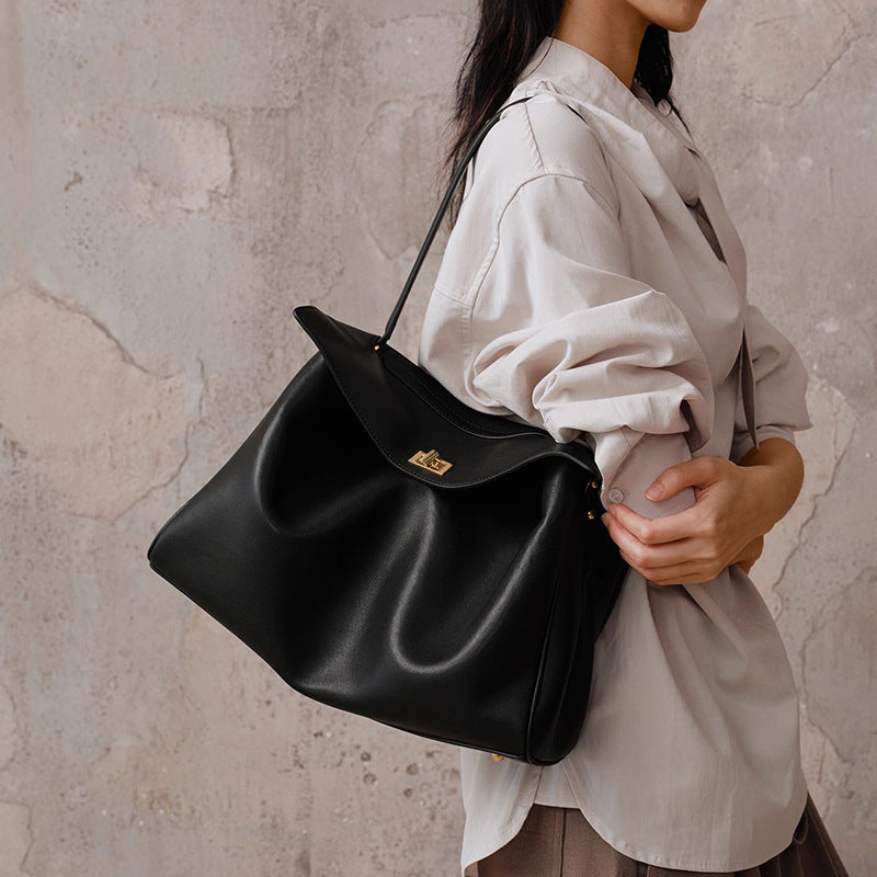 Women's Genuine Leather Tote Bag – Full-Grain Cowhide Structured Handbag