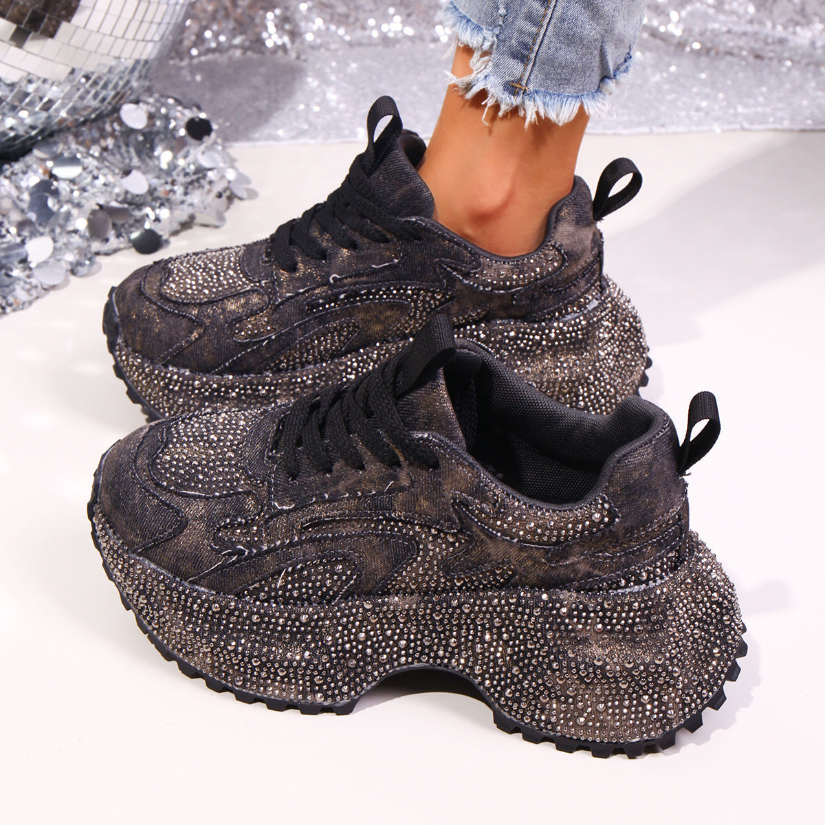 Women's Height-Increasing Platform Sneakers - Thick Sole Casual Shoes