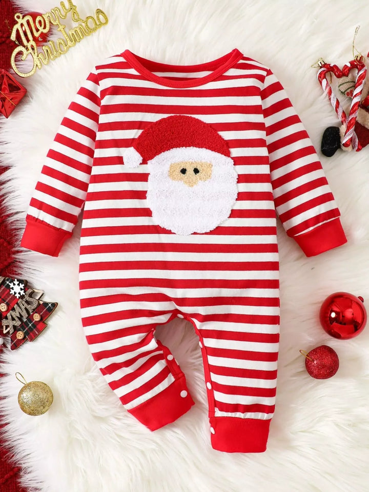 Red striped baby Santa snap-leg one-piece