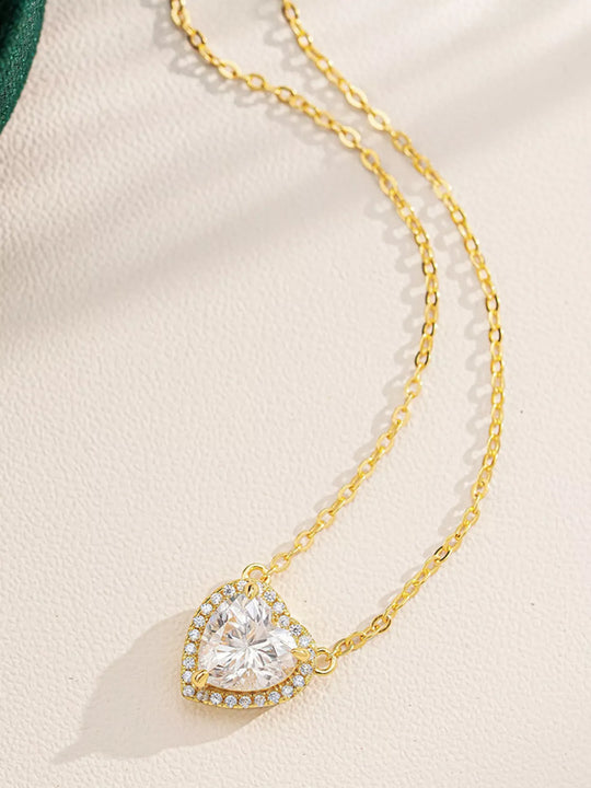 Another view: 2 Carat 18K Gold-Plated Moissanite Heart Necklace