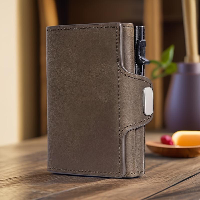 Premium Vintage Men's Leather Card Holder Wallet - RFID Blocking Slim Minimalist Design