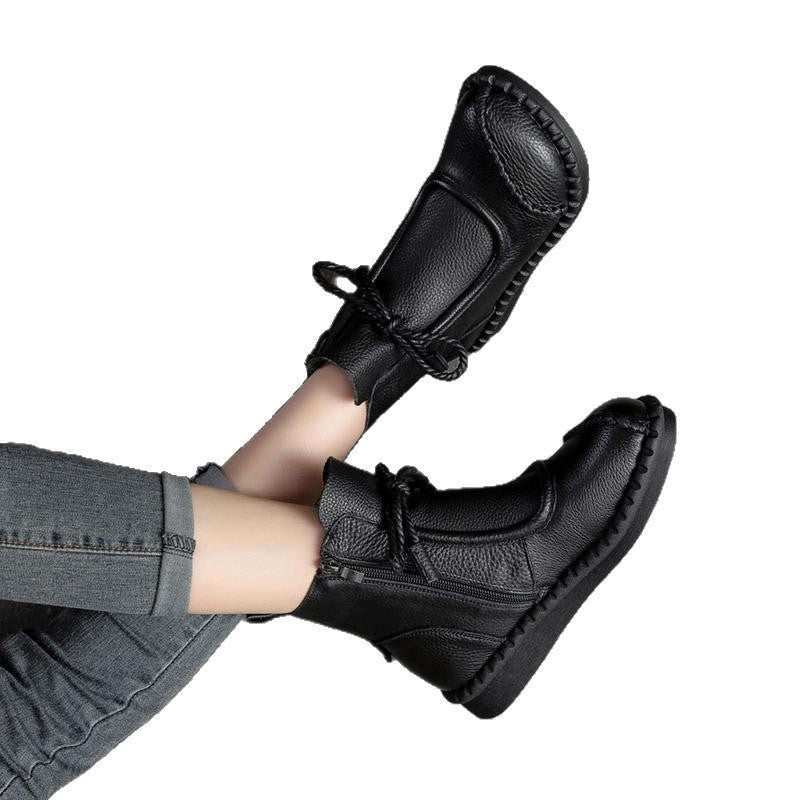 Women's Soft-Sole Chunky Heel Ankle Boots | Lace-Up | Microfiber Lining | Non-Slip Rubber Sole