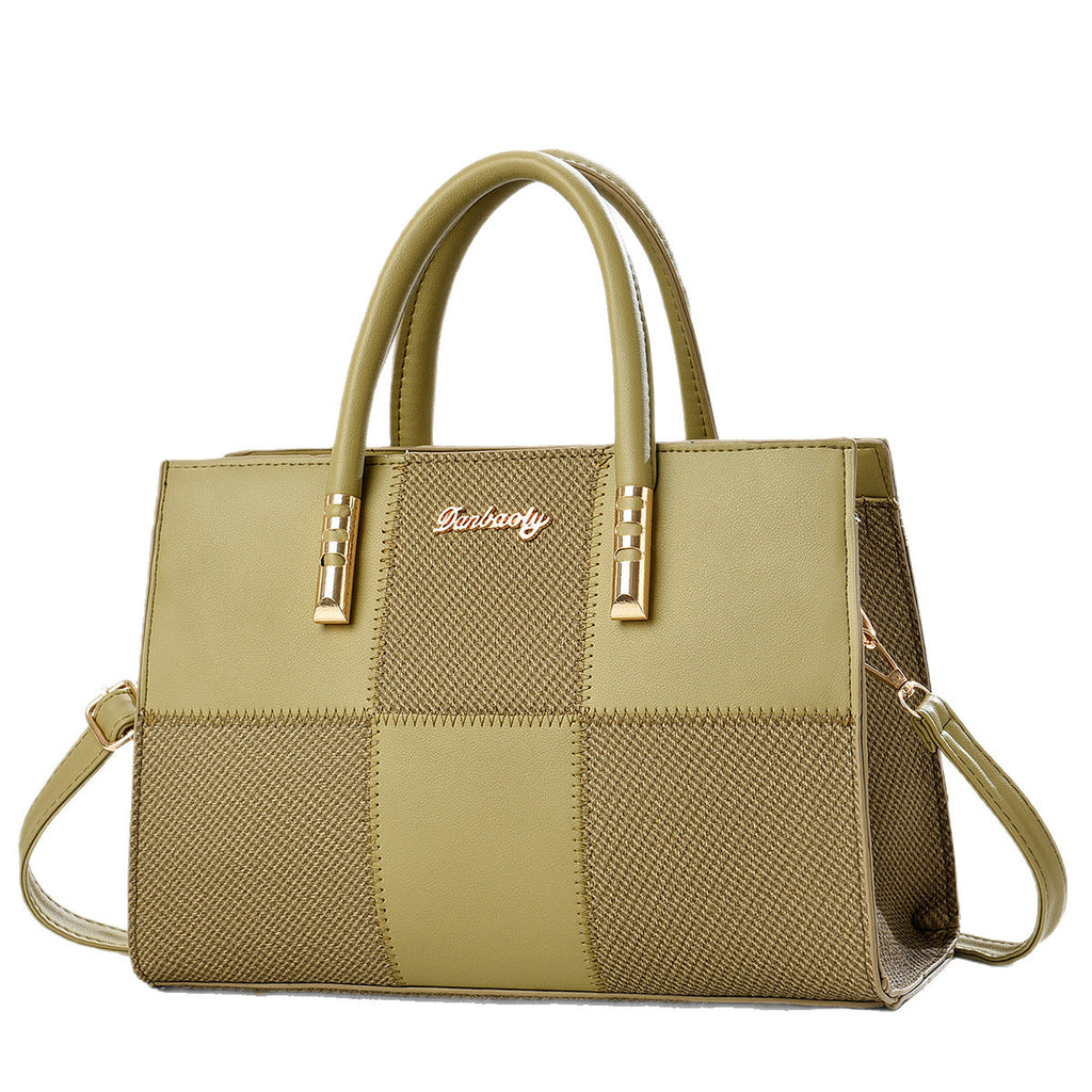 Women's Large Capacity Patchwork Tote Bag - Stylish Color Block Shoulder Handbag