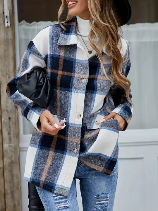 Another view: Plaid Button-Up Long-Sleeve Shacket