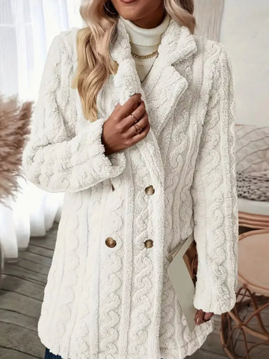 Another view: Cozy Faux Shearling Double-Breasted Outerwear