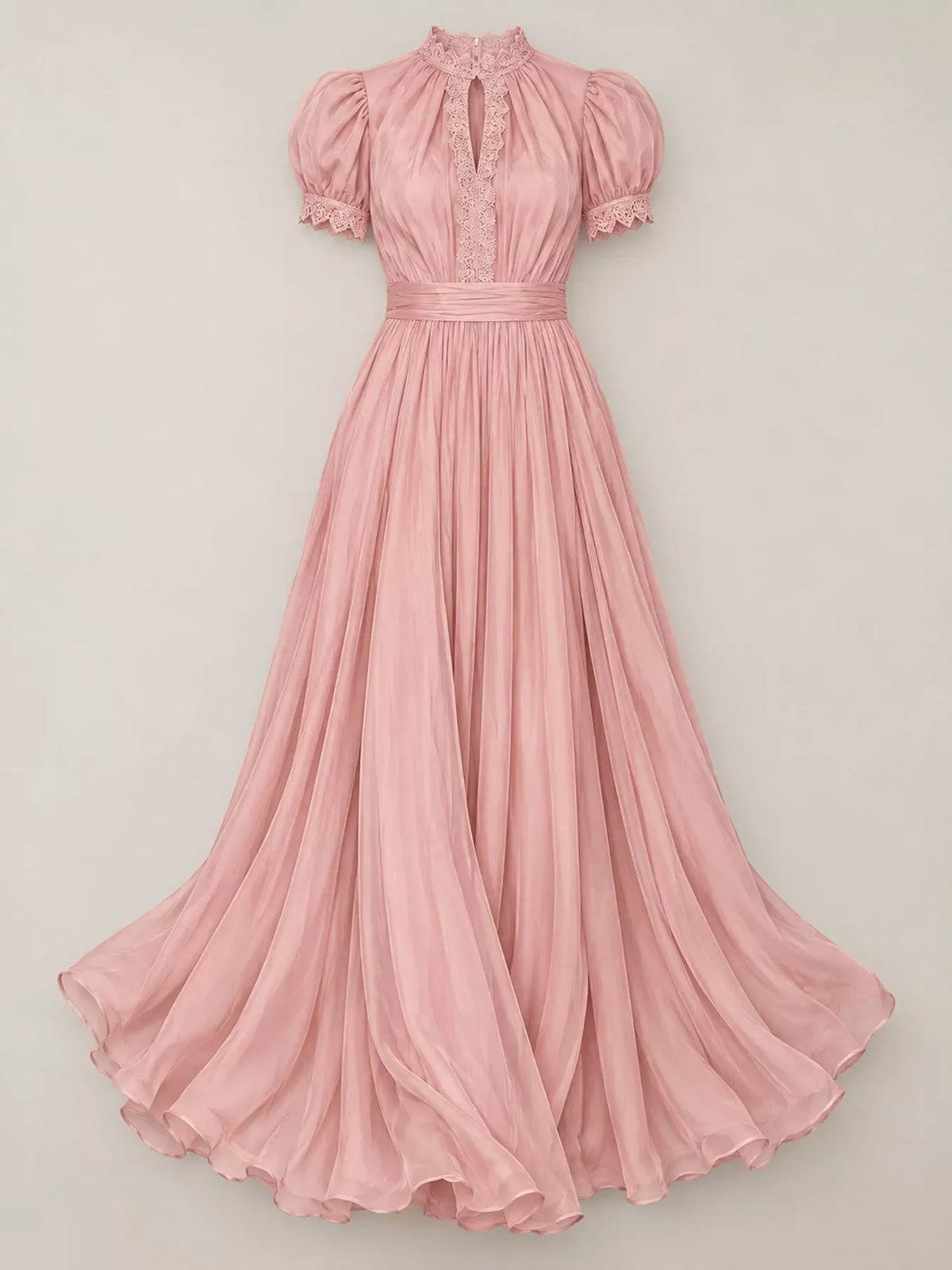 Mock-Neck Chiffon Keyhole Maxi Dress — photo 11