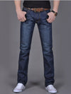 Men’s blue washed slim-fit jeans.