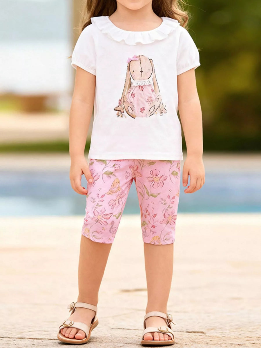 Kids' Bunny Tee & Shorts Set — White