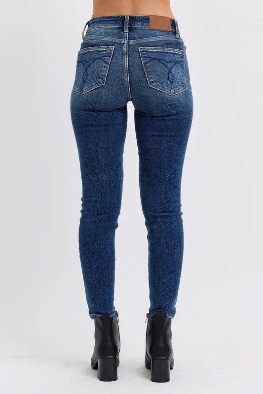 Another view: Judy Blue Sloane Mid-Rise Waist Skinny Jeans with Thermal Lining
