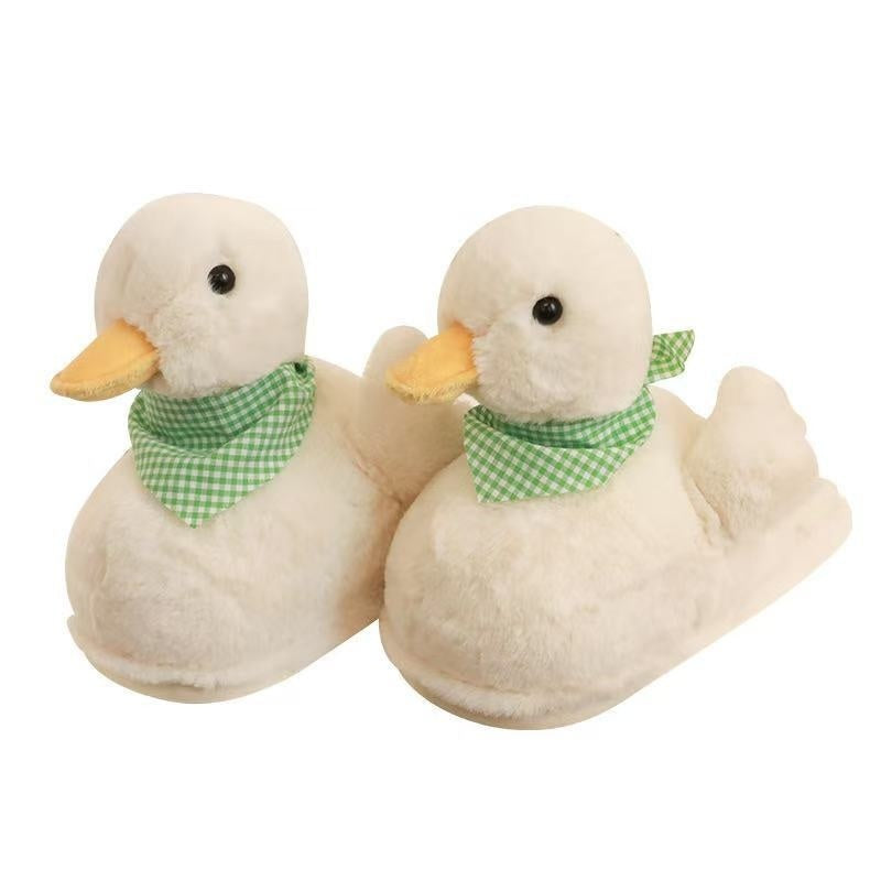 Women's Cute Duck Cartoon Slippers - Cozy Furry Non-Slip Indoor House Shoes