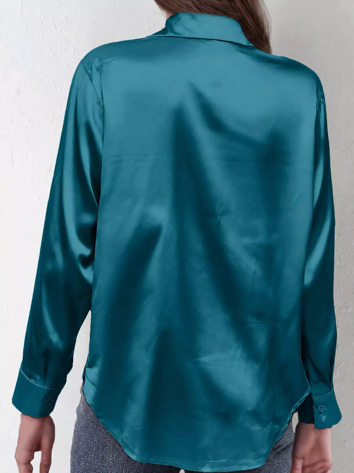 Women's Satin High-Low Button-Down Shirt — photo 55