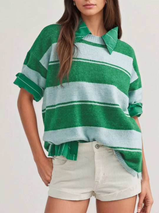 Another view: Striped Half-Sleeve Sweater